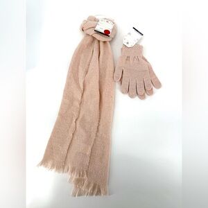 Elegant Pink Scarf and Glove Set